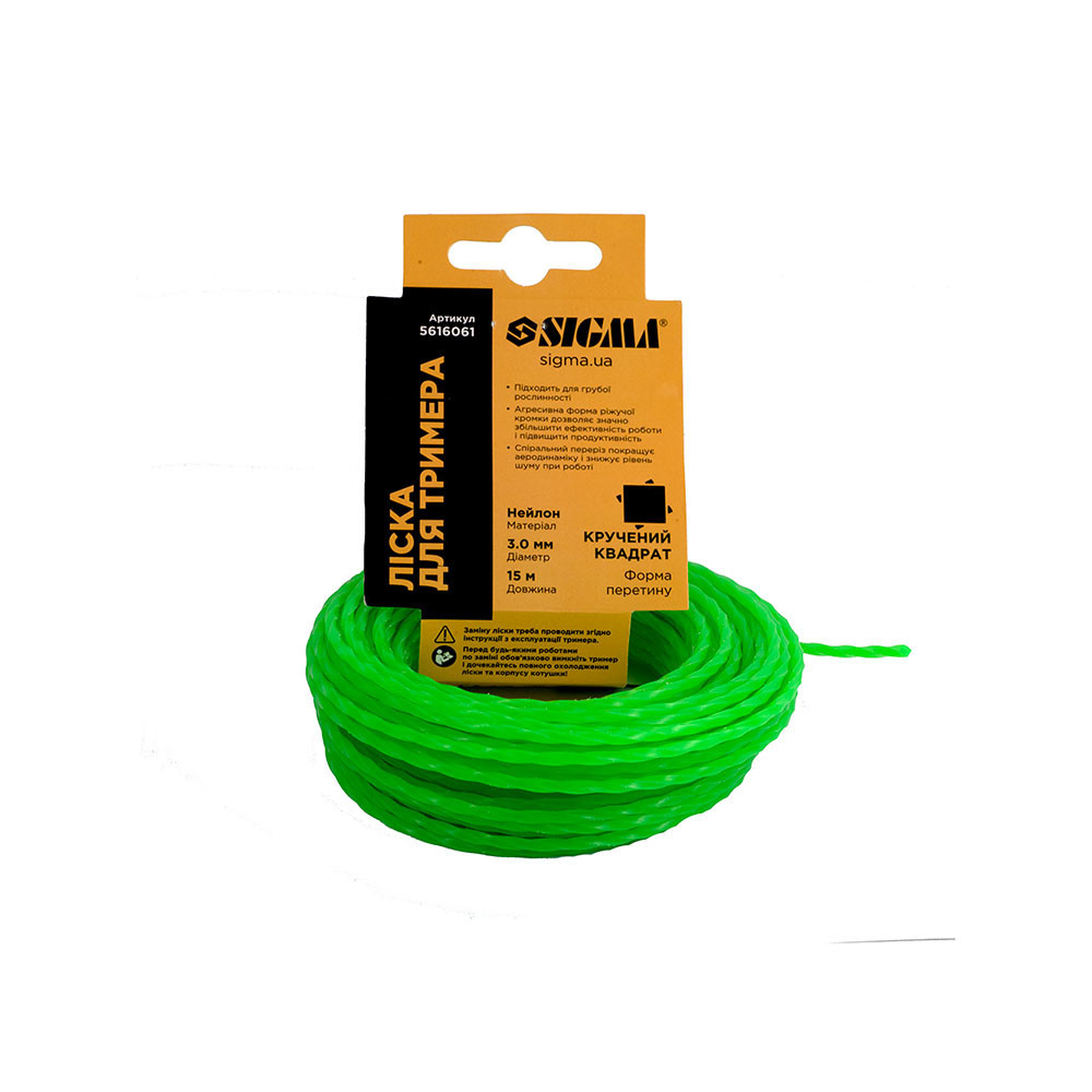 Волосінь для тримера кручений квадрат Ø3.0 мм 15 м SIGMA (5616061) Київ - фото 5