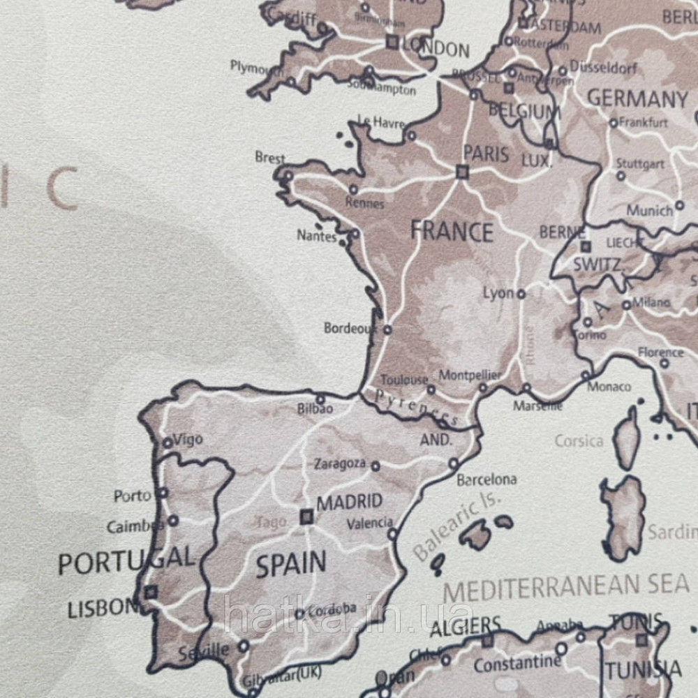 Фотообои бесшовные флизелиновые экологически чистые One more map карта мира на английском языке Киев - изображение 2