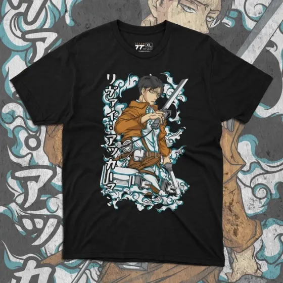 Футболка для подростка мальчика с принтом Атака Титанов Леви Акерман Размер 160 Anime10679 Днепр