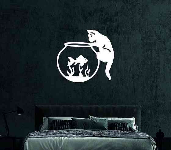 Декоративное настенное Панно «Кот» Декор на стену 50*45 см, Белый Киев