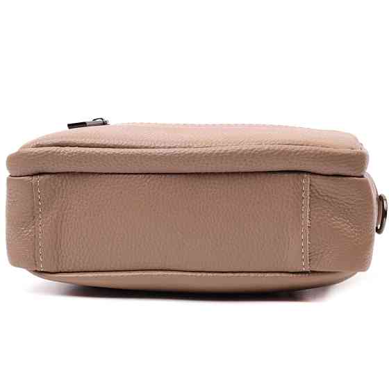 Практичная женская сумка с накладным карманом из натуральной кожи Vintage 22638 Бежевая Киев