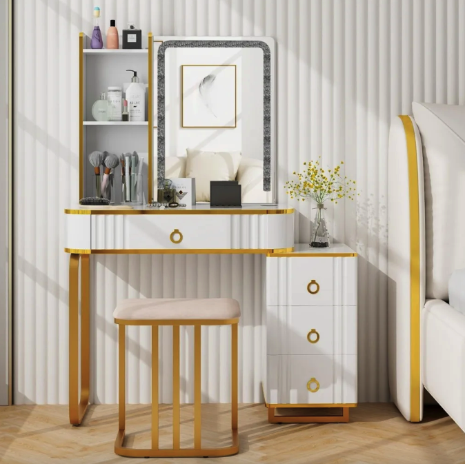 Набір меблів туалетний столик із пуфом LED-підсвітка для спальні та косметики Київ - фото 3