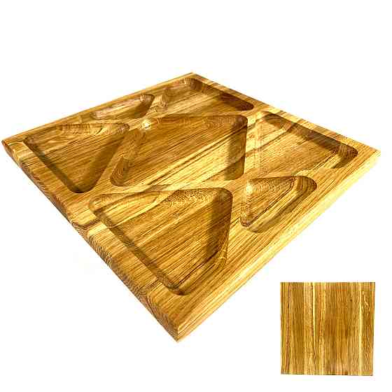 Деревянная тарелка квадратная из натурального дерева, закусочная тарелка 30х30х2,5 см Каменец-Подольский