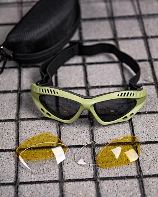 Тактические защитные очки с сменными линзами, вентилируемые  олива ПП7829 Одесса - изображение 1