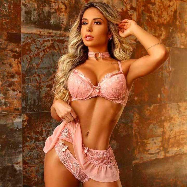 Красивый комплект с чокером - Розовый - S/M – Эротическое бельё Винница - изображение 1