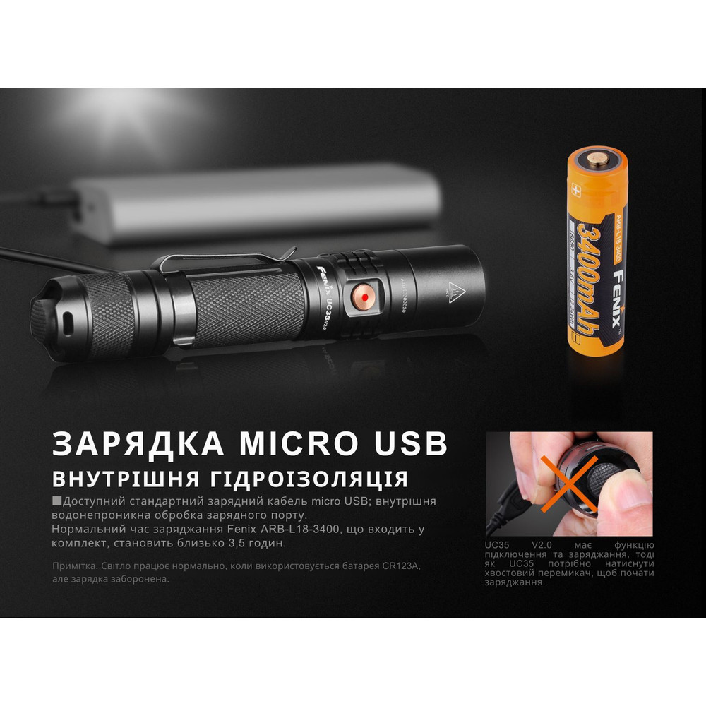 Фонарь ручной Fenix UC35 V20 CREE XP-L HI V3 Киев - изображение 10