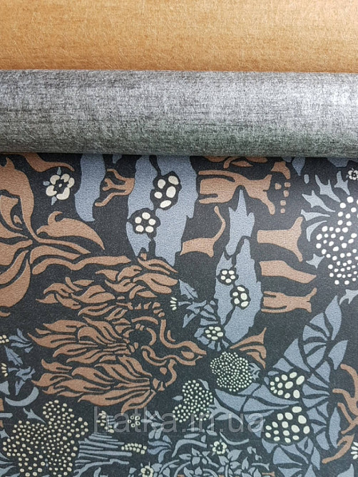 Шпалери флізелінові Decoprint екологічно чисті Daimon абстракція гілки листя чорні, коричневі, сірі срібло Київ - фото 2