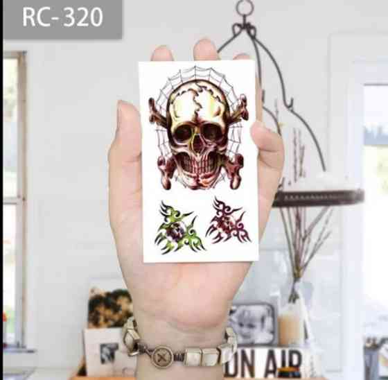 Временні тату для Хелловіну Череп 10 на 6 см різнобарвний Київ