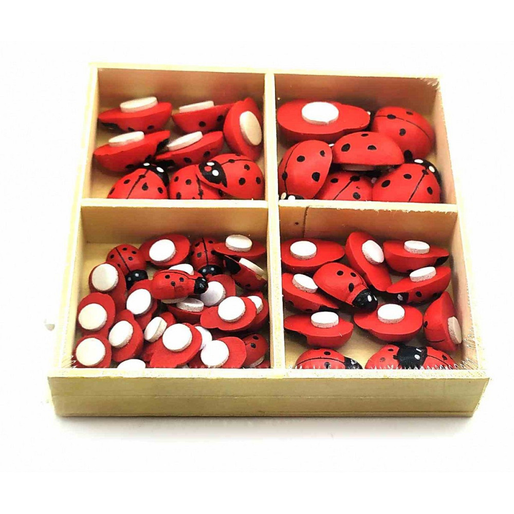Декоративные наклейки из дерева Божьи коровки 56 шт Киев - изображение 1