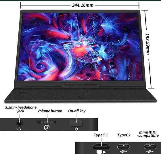 Монітор Ігровий портативний. MUCAI 15.6" 144Hz. 100%sRGB. Харків