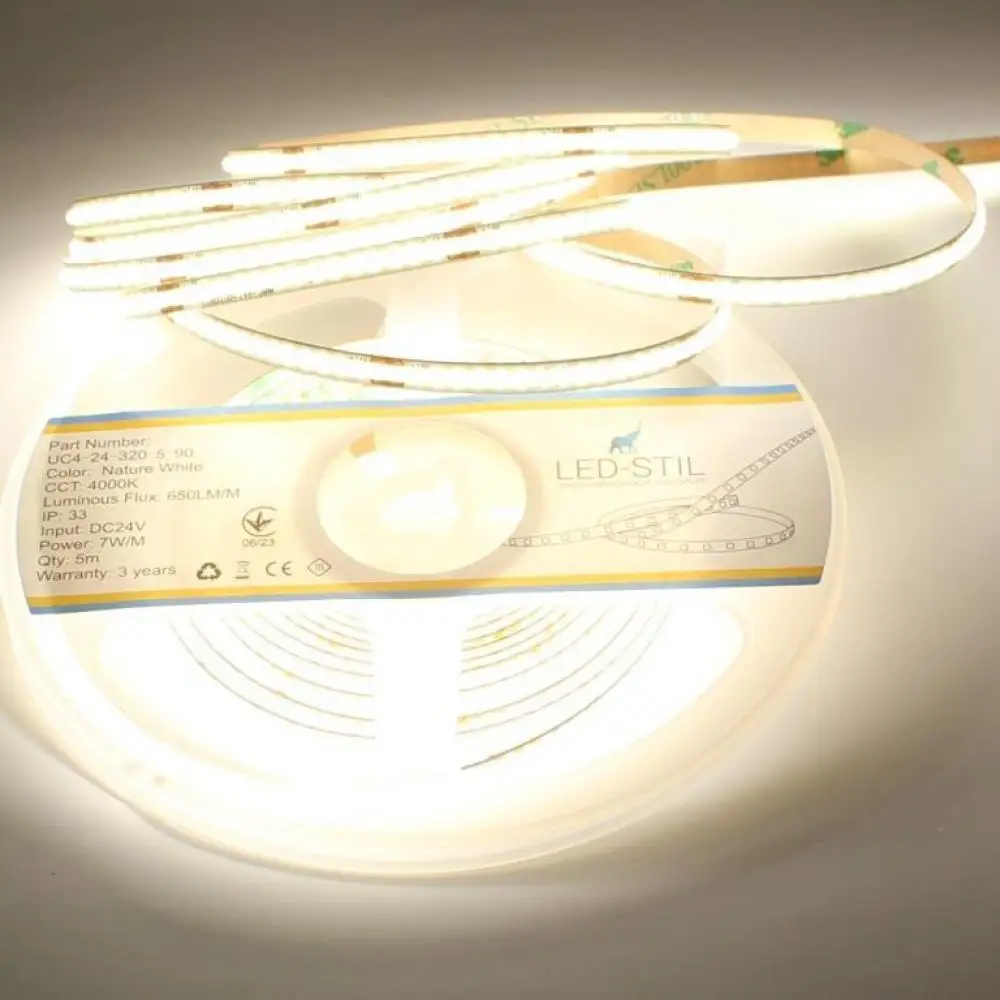 LED-STIL Світлодіодна стрічка LED-STIL 4000K 7 Вт/м COB 320 діодів IP33 24 Вольта 650 Lm нейтра Коломыя - изображение 3
