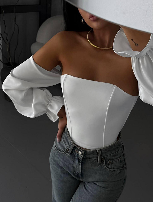 Женский стильный базовый корсет костюм Lux,регилин Молочный, 44 Одесса - изображение 1