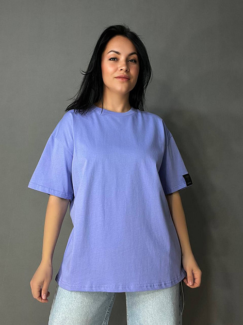 Футболка женская A-N 26075 оверсайз базовая с нашивкой, сиреневый, one size Киев - изображение 18