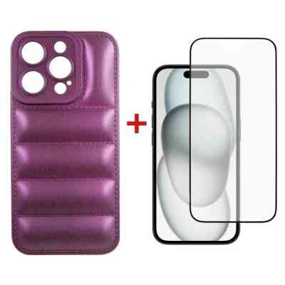 Чехол для мобильного телефона Dengos iPhone 15 Pro Case + Glass (Purple) (DG-KM-81) Винница