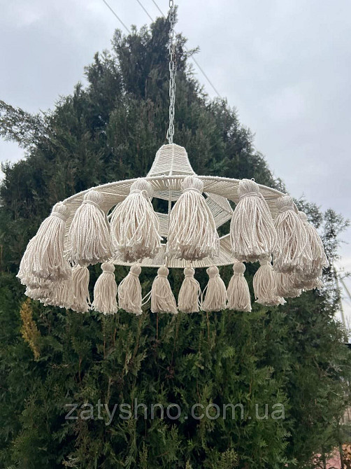 Люстра плетеная белая  с бавовняной нити Киев - изображение 2