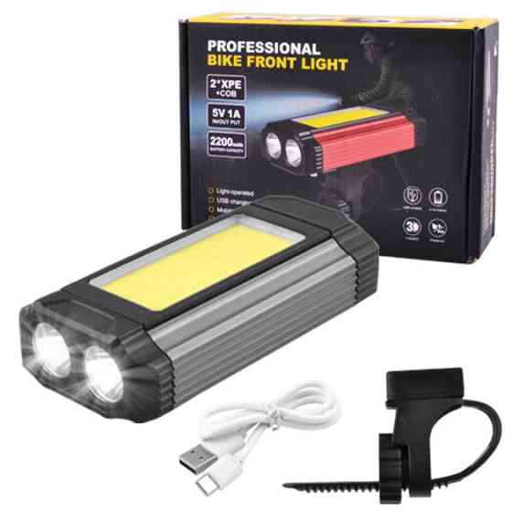 Ліхтар для велосипеда дальнього світла 501-2XPE+COB, Ліхтар велосипедний OW-184 передній водонепроникний Київ