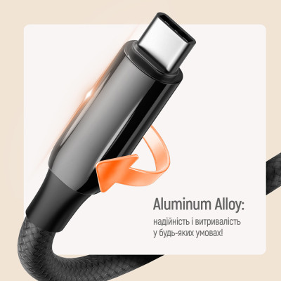 Дата кабель USB-C to USB-C 1.0m (PVC+Aluminum Alloy) (PD Fast Charging 240W) 5А black ColorWay (CW-CBPDCC069-BK) Винница - изображение 6