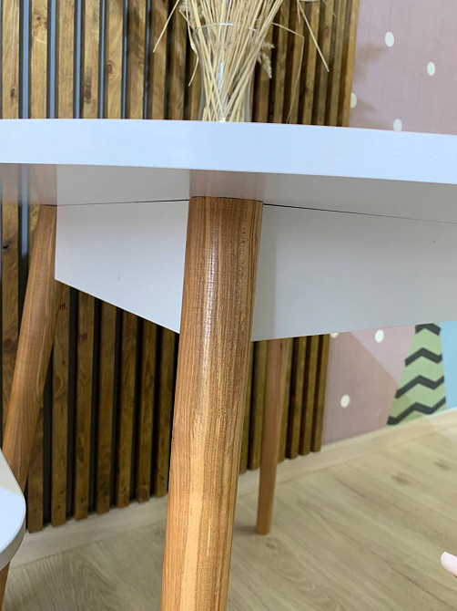 Обеденный стол круглый LION Маями-1 деревянные ножки Нимфея Альба (белый) (LION-041002) Днепр - изображение 5