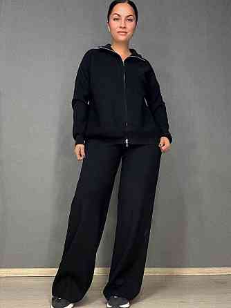 Костюм жіночий Joy one 382 вʼязаний брюки з кофтою на блискавці чорний, чорний, one size Київ