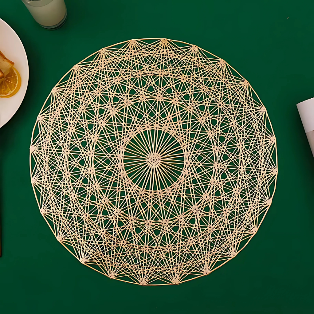 Сервировочная салфетка круглая под горячее, коврик сервировочный золотистый набор 2 шт Каменец-Подольский - изображение 1