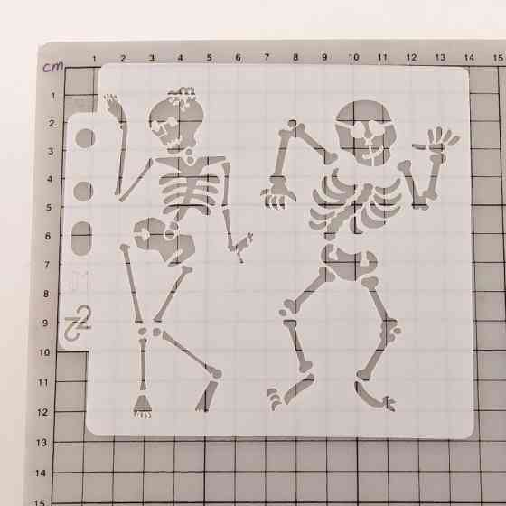 Трафарет для Хэллоуин Скелеты 13 на 13 см серый Киев