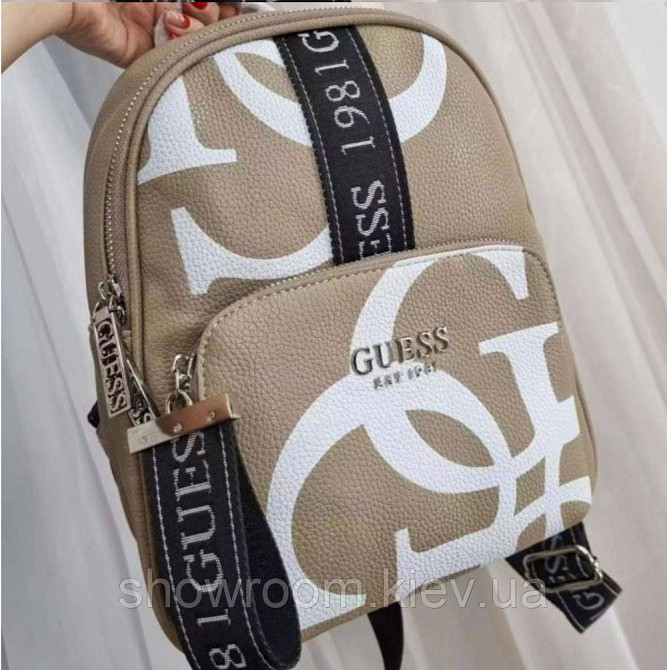 Женский небольшой рюкзак Guess (8119) коричневый Киев - изображение 2