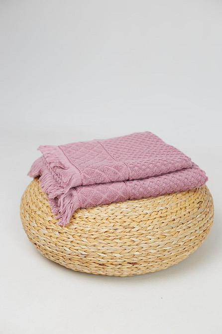 Акція! Махровий рушник Ideal Textile в клітинку 70х140 см пудра Чернівці - фото 4