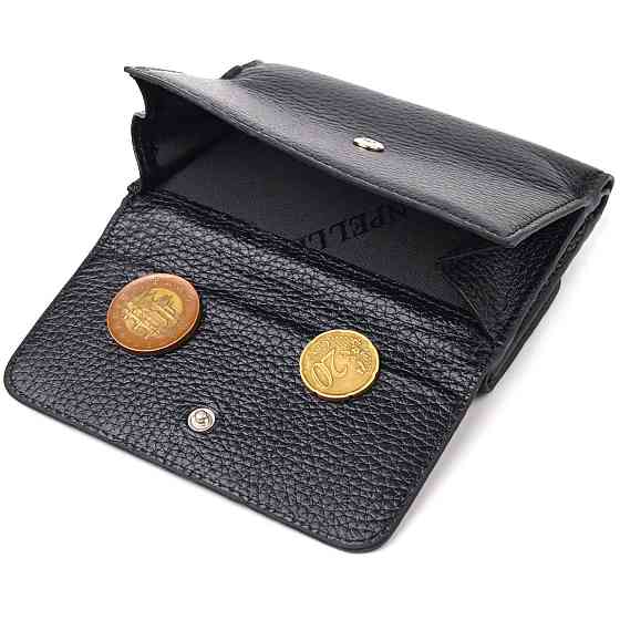 Класичний жіночий гаманець із натуральної шкіри флотар CANPELLINI 21591 Чорний Київ