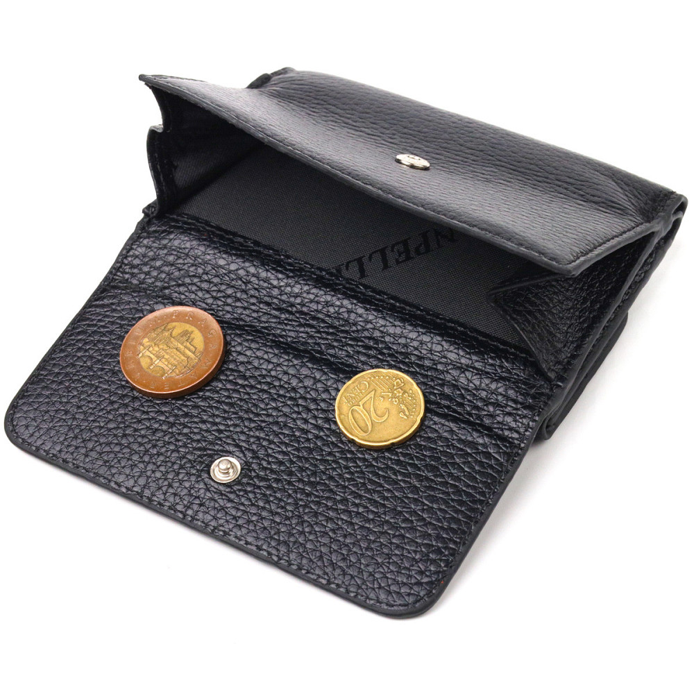 Классический женский кошелек из натуральной кожи флотар CANPELLINI 21591 Черный Киев - изображение 4