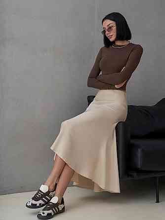 Женская легкая романтичная юбка-миди шелк армани 50/52, Бежевый Одесса