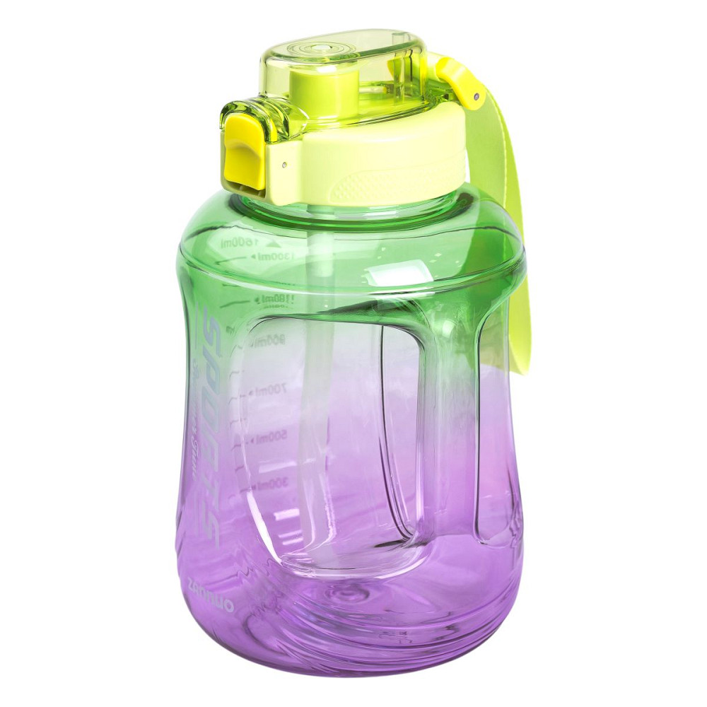 Yiwu Пляшка для води спортивна 1.6 л пластикова з трубочкою з ремінцем 22 см Зелена HP-14-35GR Коломия - фото 2