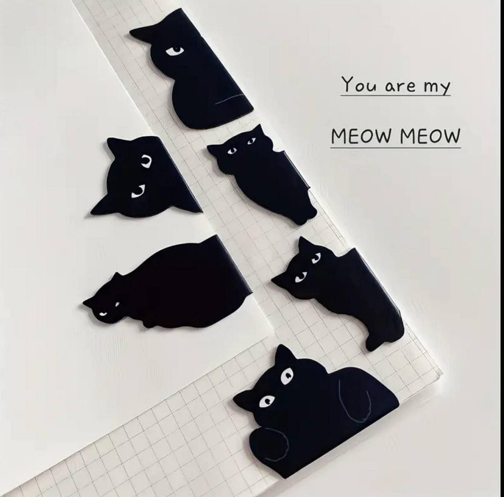 Магнітні закладки «Чорні коти» – набір 6 шт, випадкові дизайни Київ - фото 5