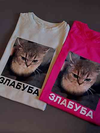 Футболка «ЗЛАБУБА» с котом | Футболка с мем-принтом и характером Графитовый, L Черновцы