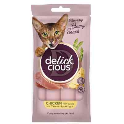 Лакомство для котов Delickcious курка з додаванням сиру та спаржі 4х15 г (4820269145184) Винница