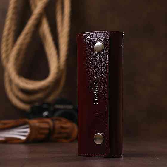 Добротна шкіряна ключниця Shvigel 16532 Бордовий Київ