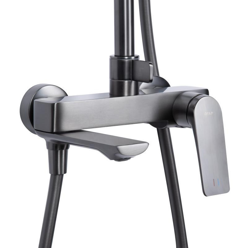 Душевая система из латуни Qtap Vlasta New на три потребителя (с изливом) QTVLA111GMB45651 Gunmetal Black Харьков - изображение 3