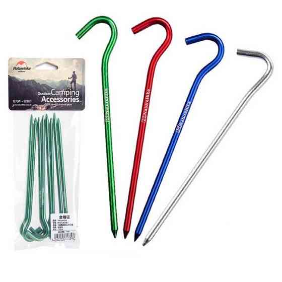 Кілки з гачком алюмінієві Naturehike NH15A008-I, 16 см , червоний (8 шт) Киев