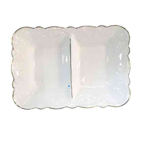 Yiwu Менажниця порцелянова на 2 секції для закусок 20×14×3.5 (см) тарілка менажниця прямокутна Коломия