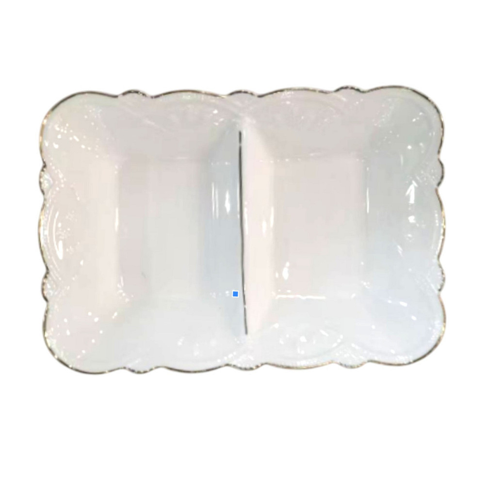 Yiwu Менажниця порцелянова на 2 секції для закусок 20×14×3.5 (см) тарілка менажниця прямокутна Коломия - фото 1