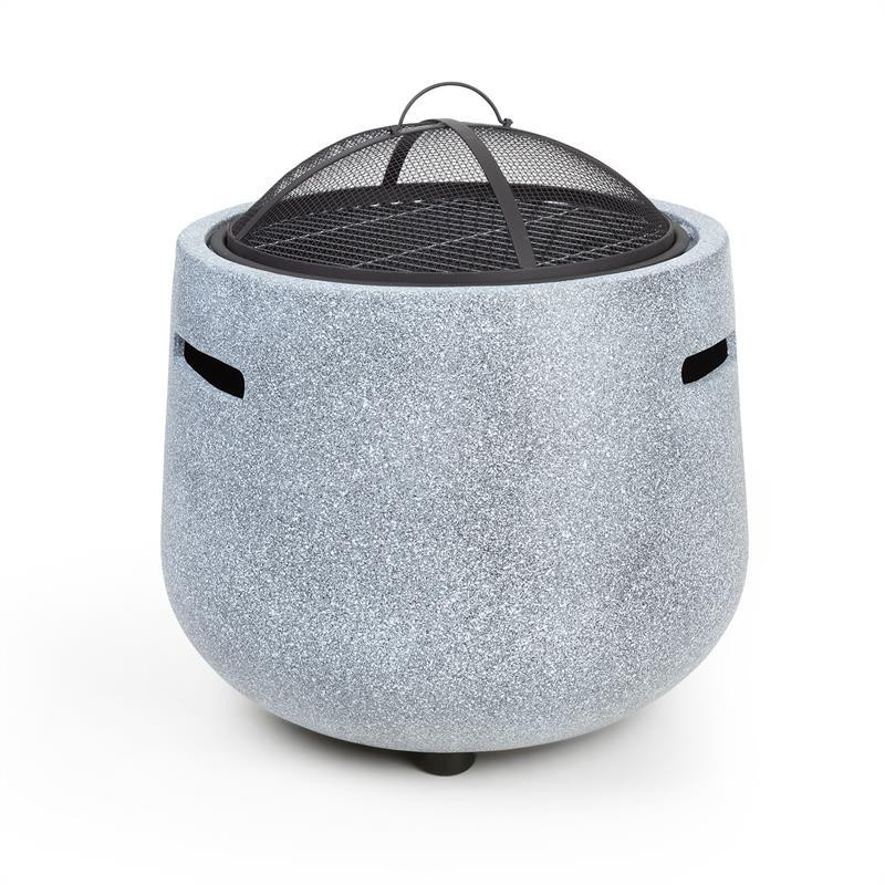 Чаша для костра Evora Ø45 см, деревянная решетка для гриля, искусственный камень, сталь, черный / имитация Ровно - изображение 1