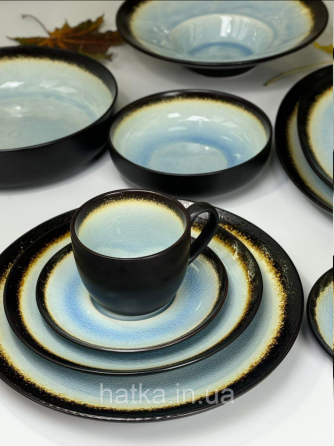 Тарілка блакитна кераміка 27,5*3.5 см "Сонце пустелі" 101-0242 для дому та ресторанів Київ