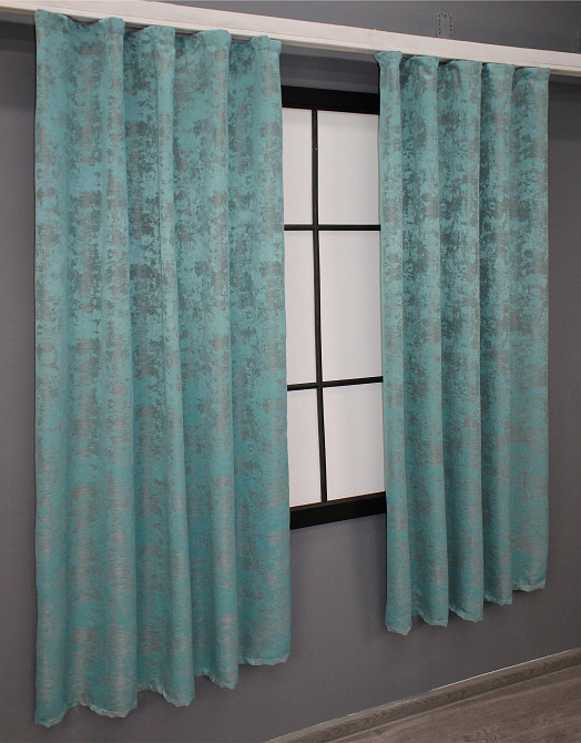 Комплект штор коротких VR-Textil Жаккард Sultan YL № 1292ш Бирюзовый 130х170 см 2 шт (35-0074) Киев - изображение 4