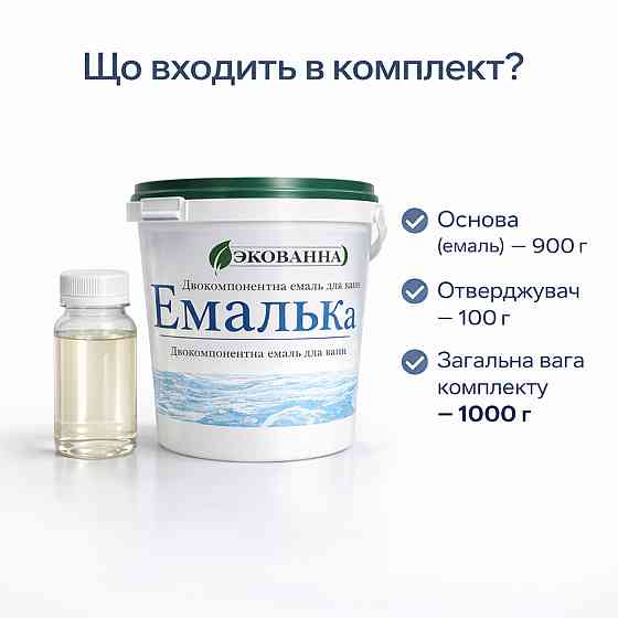 Емаль для реставрації ванни Біла глянцева двокомпонентна епоксидна ЕкоЕмалька, 1000 г Харків