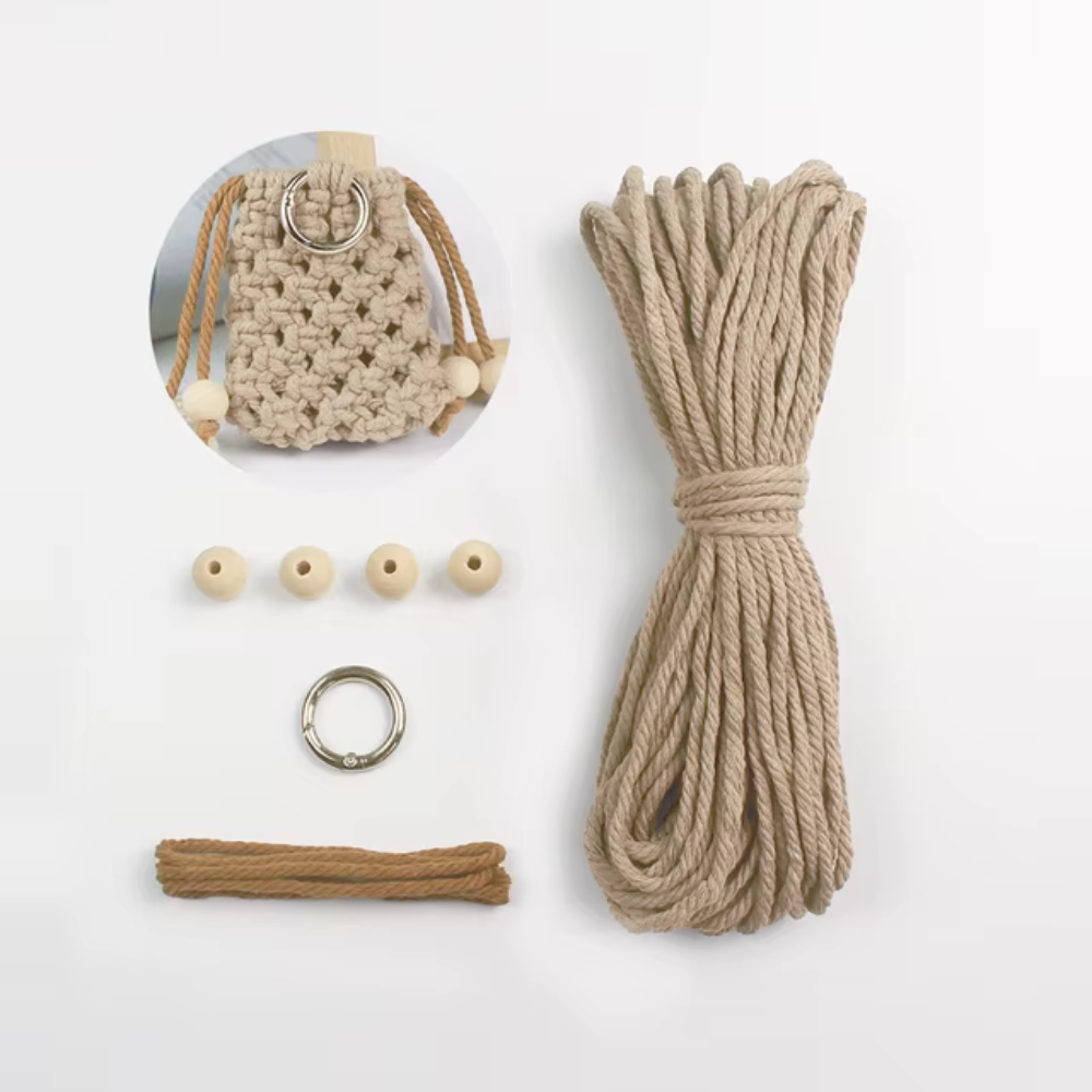 Набор макраме для ручного вязания чехла для наушников и аксессуаров 8х7 см бежевый для рукоделия и творчества Каменец-Подольский - изображение 2