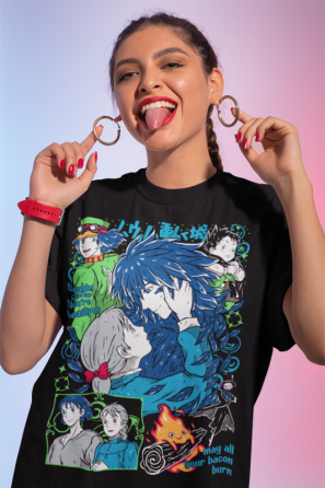 Футболка для мальчика аниме Спиритед Авай Студио Аниме оверсайз (рост от 165 до 180 ) Черний AnimeJ0701m Днепр