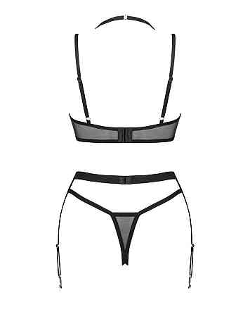 Комплект 3 предмети - ліф, стрінги та пояс для панчох Selinne 3-pcs set, чорний, XS/S Sex Aura Київ
