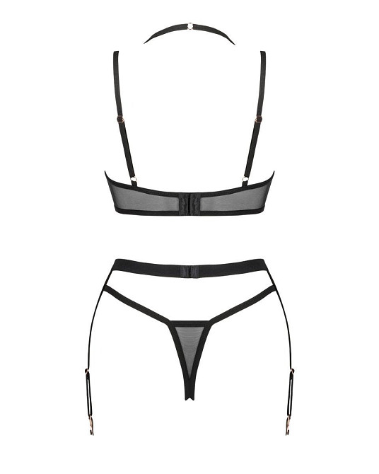 Комплект 3 предмети - ліф, стрінги та пояс для панчох Selinne 3-pcs set, чорний, XS/S Sex Aura Київ - фото 6
