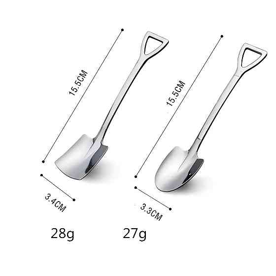 Набір чайних ложок RESTEQ у вигляді лопати з нержавіючої сталі, 2 шт, стильні сріблясті ложки Київ