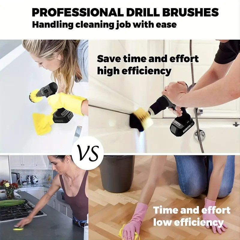 Набір з 3-х щіток для шуруповерта з подовженою щіткою, Багаторазові, багатоцільові насадки для прибирання кухні та ванни Кам'янець-Подільський - фото 5