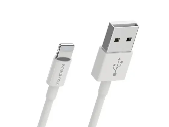 Кабель USB - Lightning Borofone BX22 1м 2А швидка зарядка для iPhone iPad шнур із захисним чіпом білий Одеса